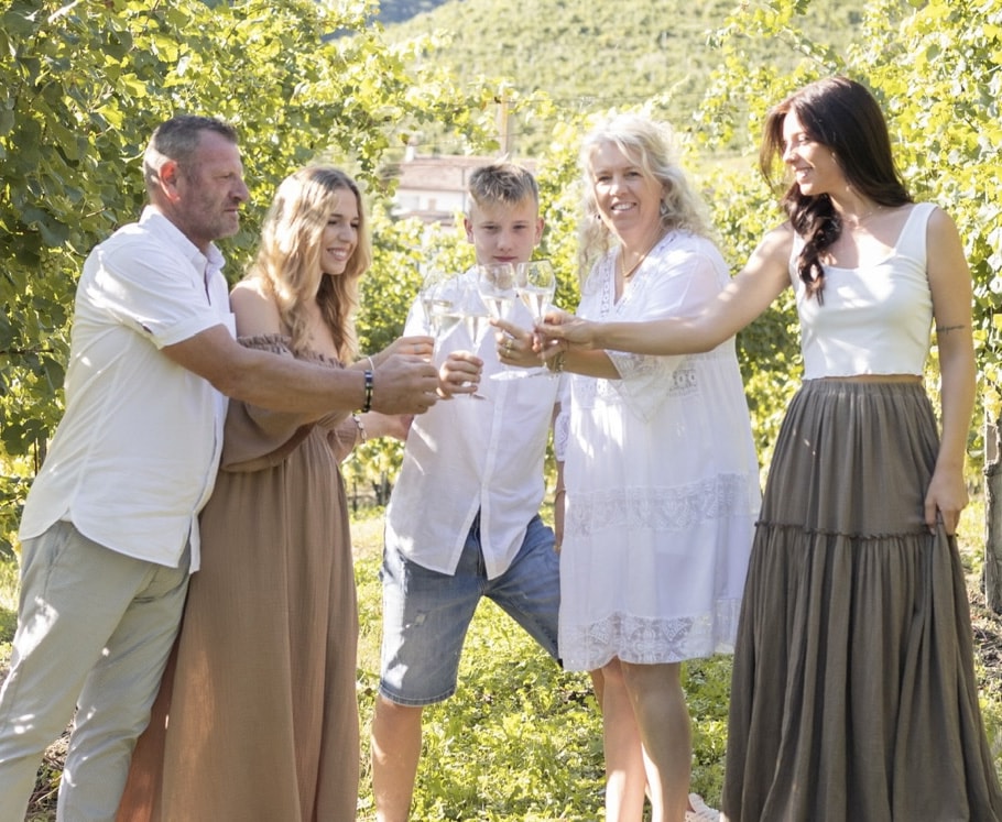 Family photo among the vineyards